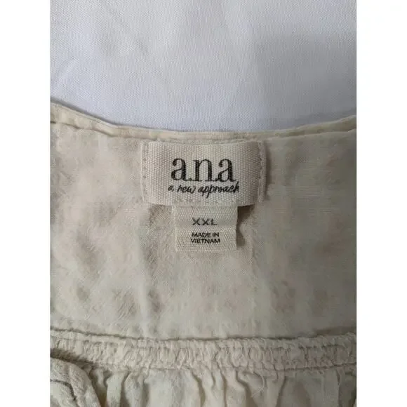 Women's ANA A New Approach Short Sleeve Top Contrast Stitching Boho Size XXL - Picture 3 of 9